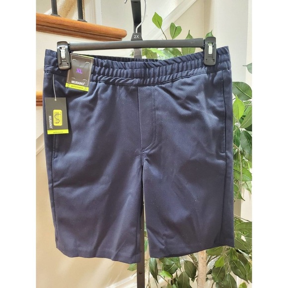 Murano Men's Blue Solid Polyester Comfort Waist Swim Trunk Logo Print Shorts L - Picture 9 of 9